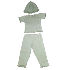 Girls Matching Set in Light Green With Floral Print - Size 6 months